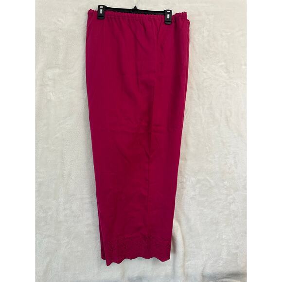 NWT Style & Co 100% Linen Pink Pants 24W 3X Eyelet Hem Scallop - Picture 2 of 9